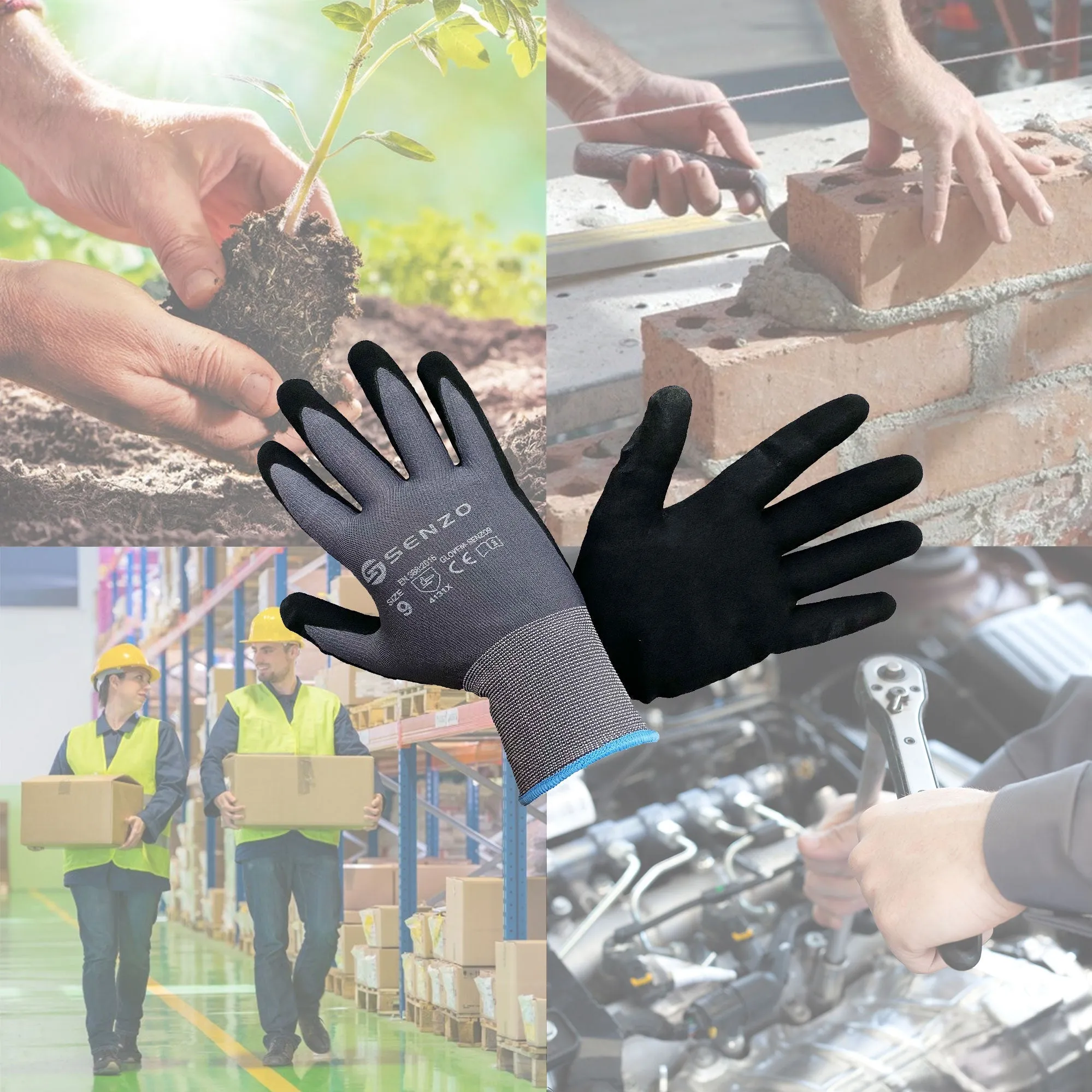 50 Pack Nitrile Coated Safety Gloves Mechanic Gardening Builders Work Garage