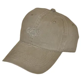 Adjustable Twill Cap with Embroidered Buffalo Logo - Khaki