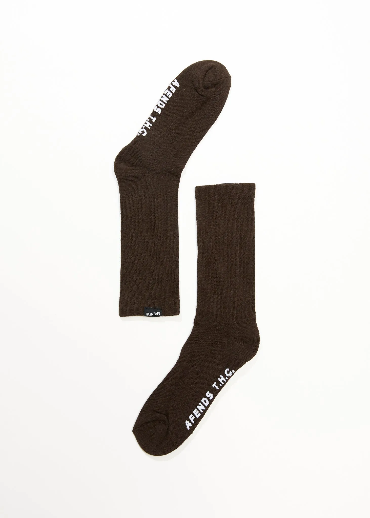 AFENDS Unisex Everyday - Ribbed Crew Socks - Earth