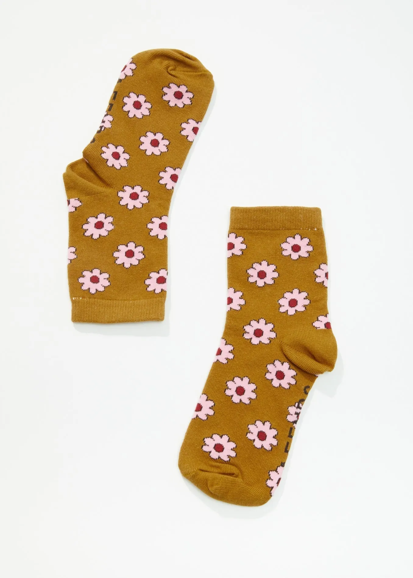 AFENDS Unisex Flower - Crew Socks - Mustard