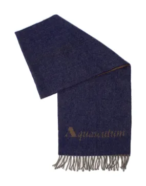 AQUASCUTUM Mens Graphic Rectangle Scarf One Size Navy Blue Wool