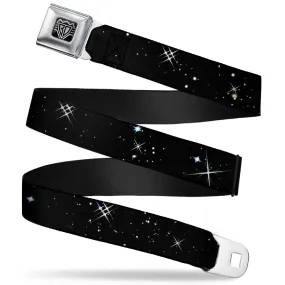 BD Wings Logo CLOSE-UP Full Color Black Silver Seatbelt Belt - Deep Space Black/White Webbing