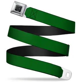 BD Wings Logo CLOSE-UP Full Color Black Silver Seatbelt Belt - Kelly Green Print Webbing