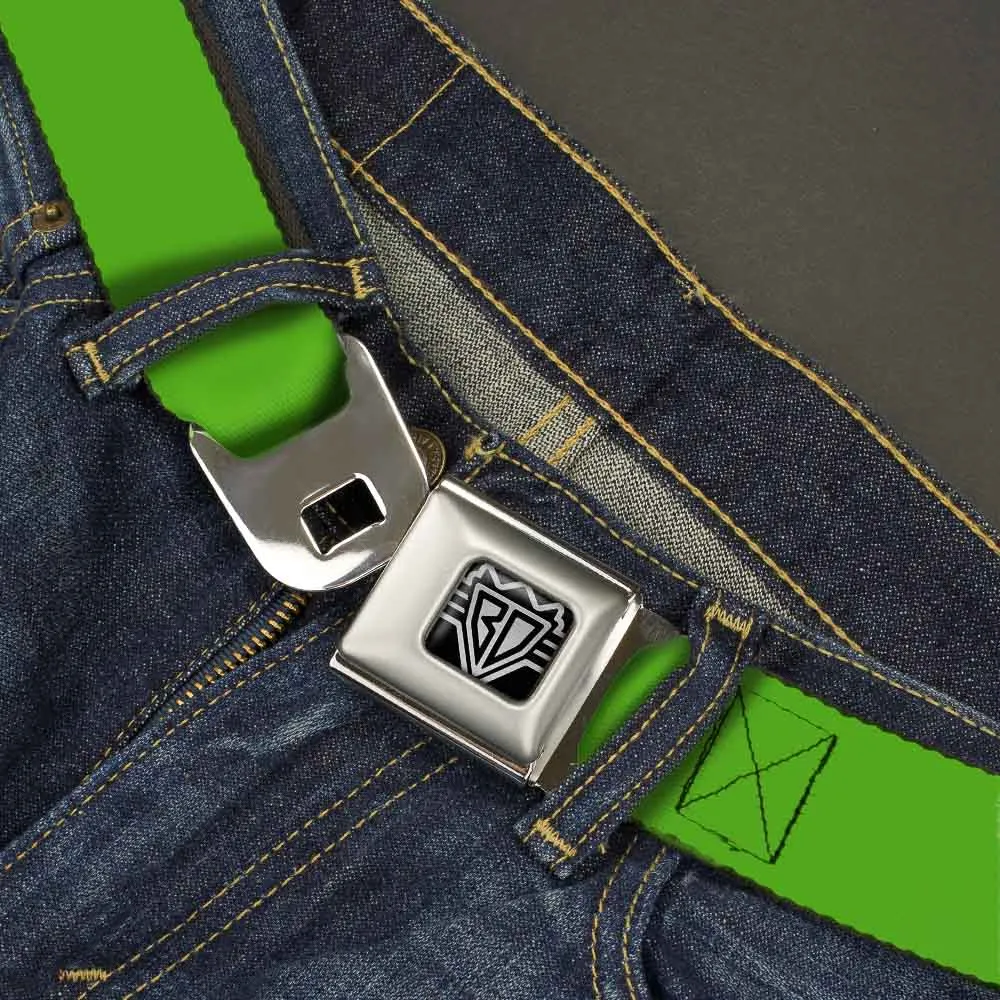 BD Wings Logo CLOSE-UP Full Color Black Silver Seatbelt Belt - Lime Green Webbing