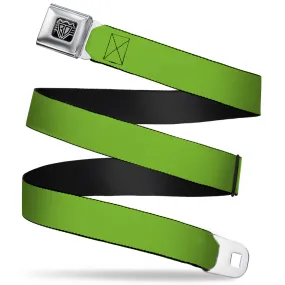 BD Wings Logo CLOSE-UP Full Color Black Silver Seatbelt Belt - Lime Green Webbing