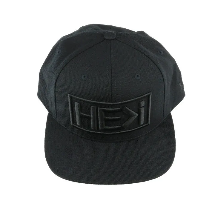 BLACK ON BLACK BOX LOGO SNAPBACK HAT