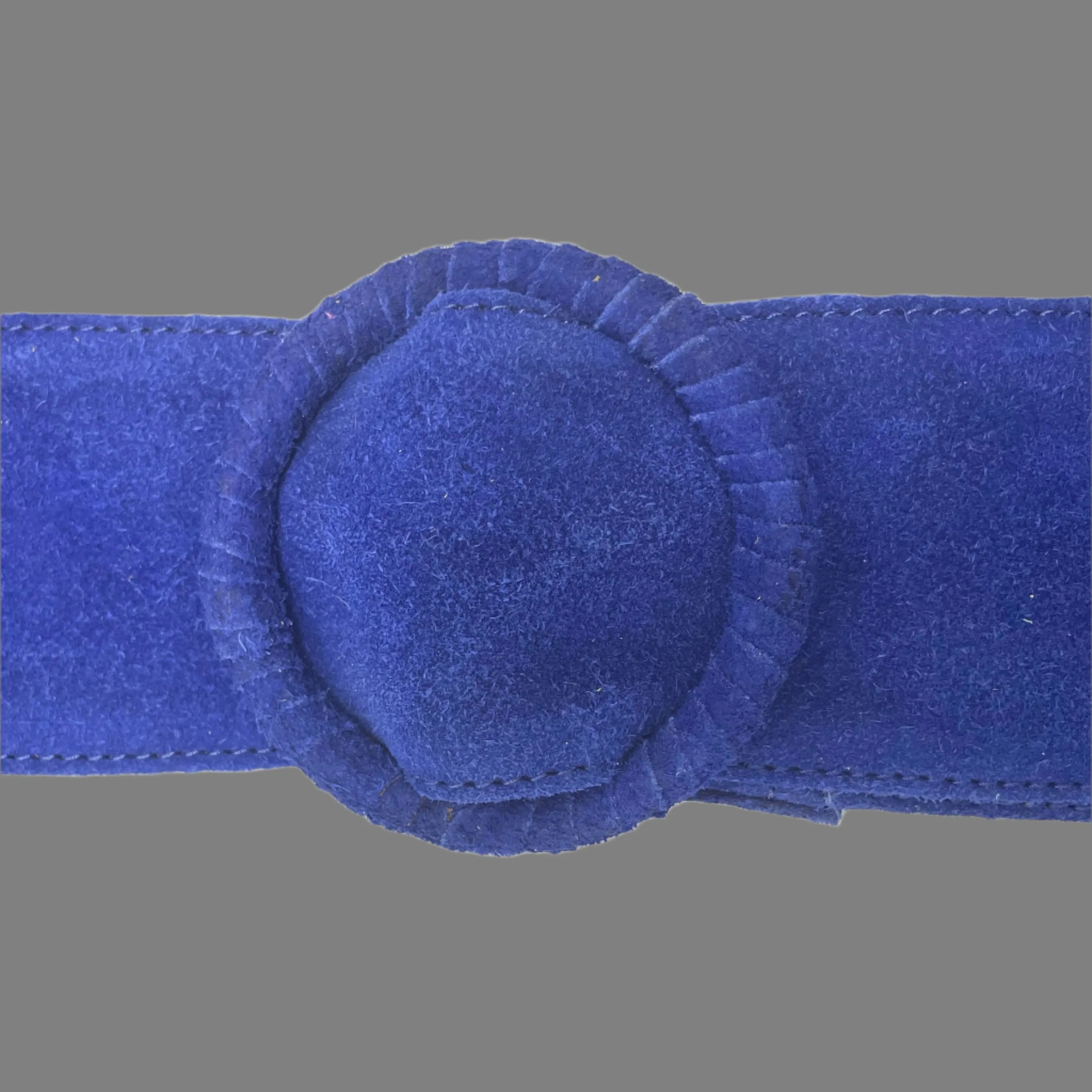 Blue Womens' Soft Silky Suede Leather Round Buckle 70mm Wide Dress Belt