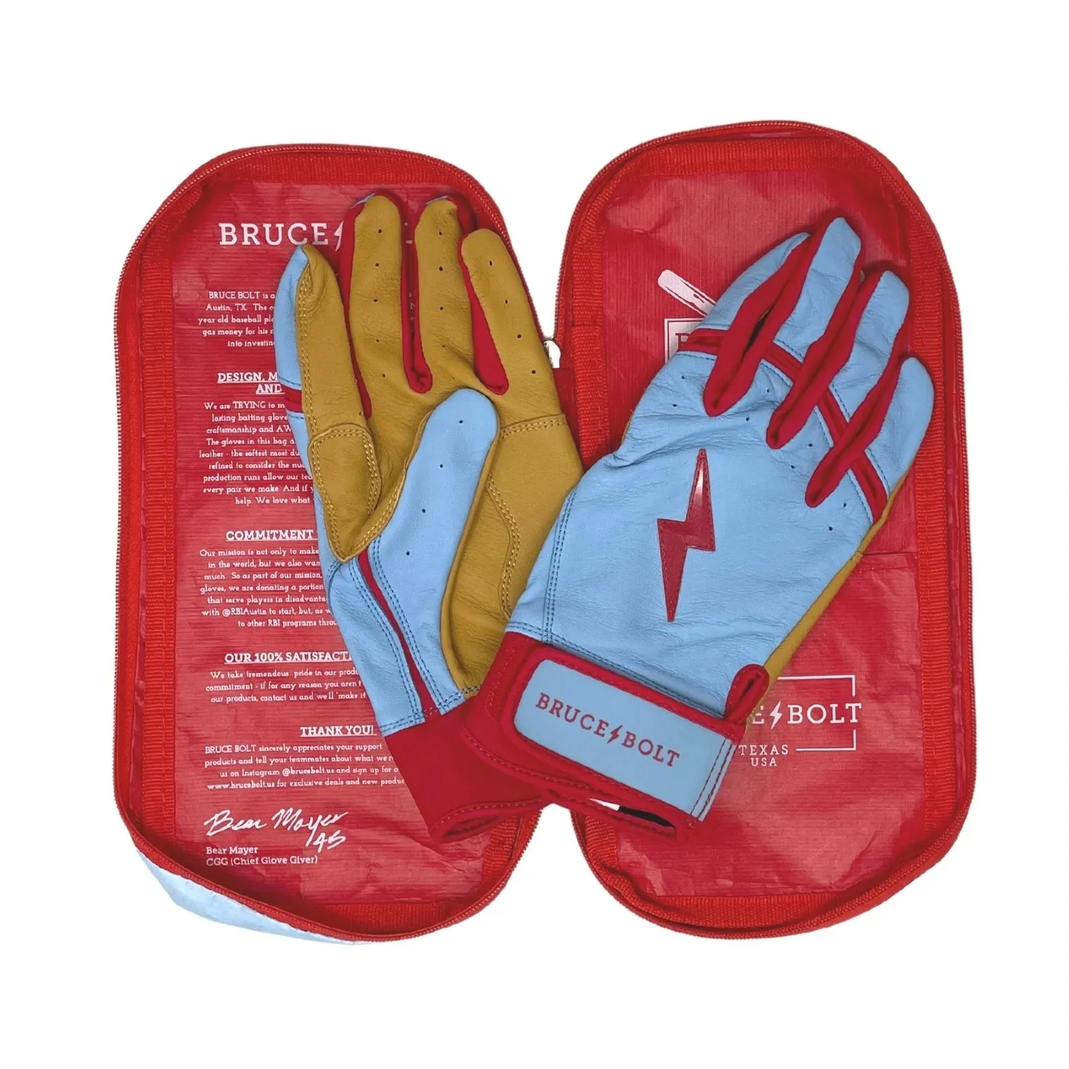 Bruce Bolt - BADER Series Youth Short Cuff Batting Gloves | BABY BLUE