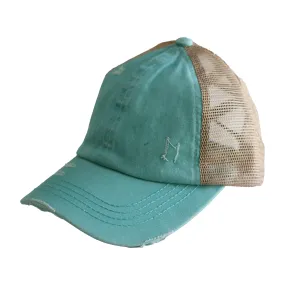 BT-780 C.C Criss Cross Pony Cap MINT/BEIGE