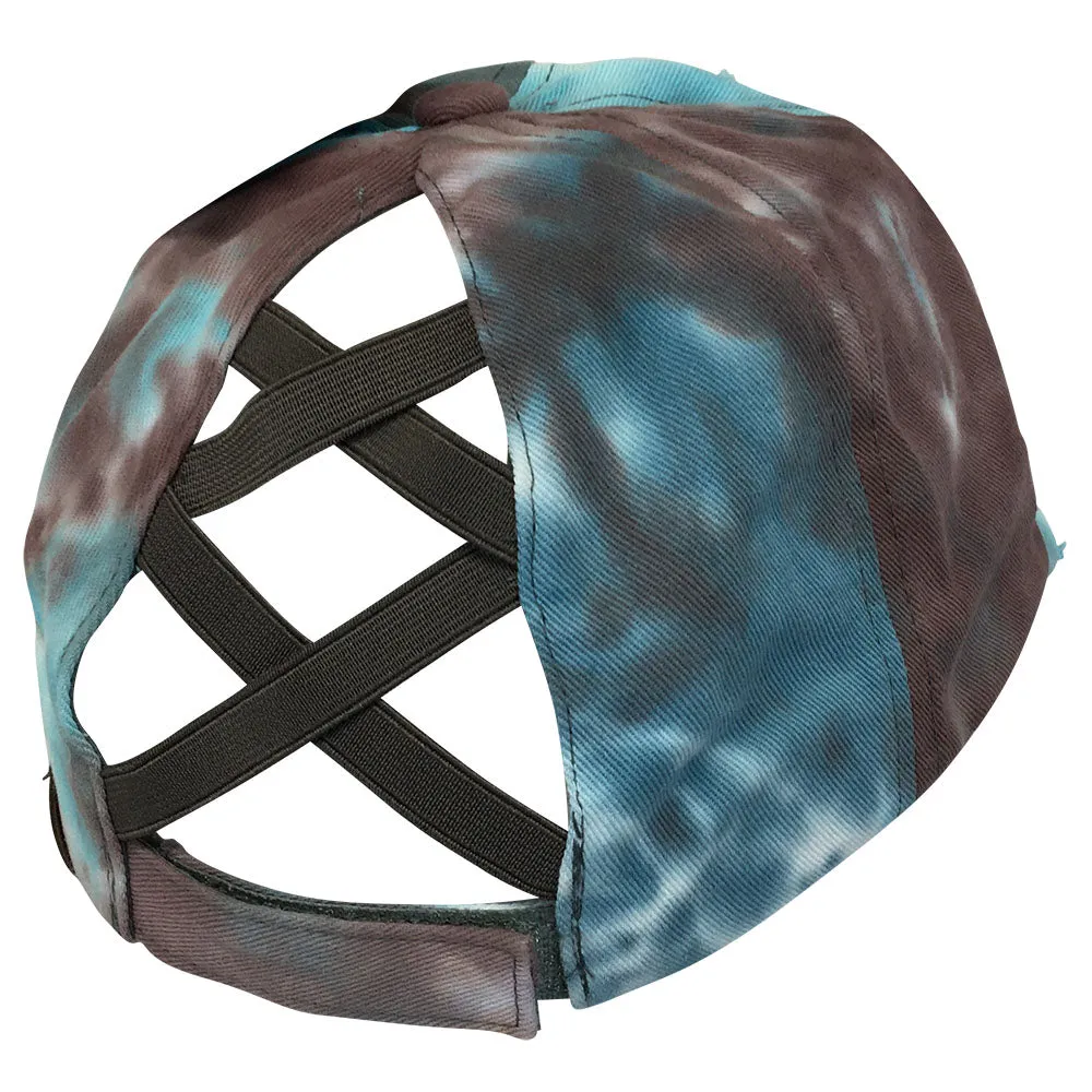 BT-791 C.C Criss Cross Tie Dye Pony Cap BROWN