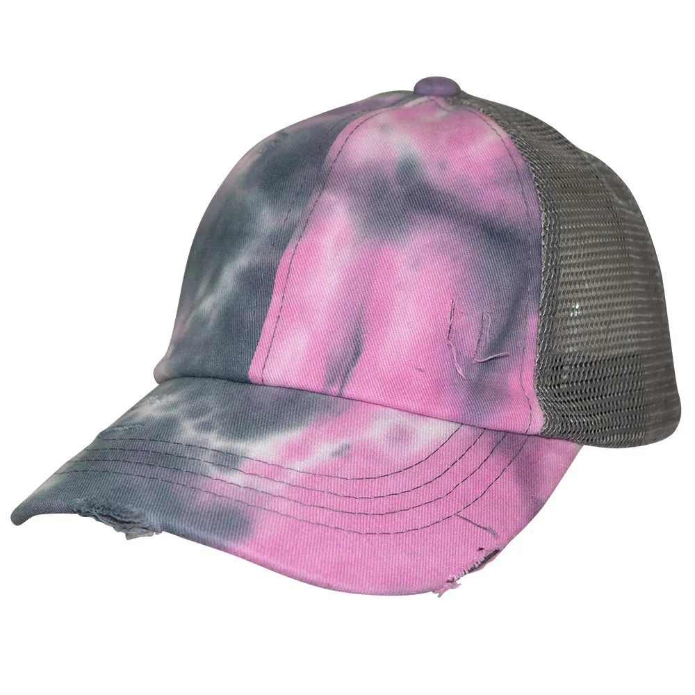 BT-924 C.C Criss Cross Pony Cap Tie Dye Grey/Grey