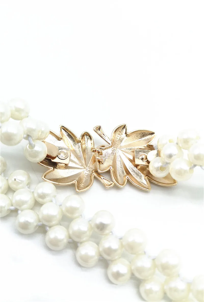 Cala pearl stretch belt with leaf detail