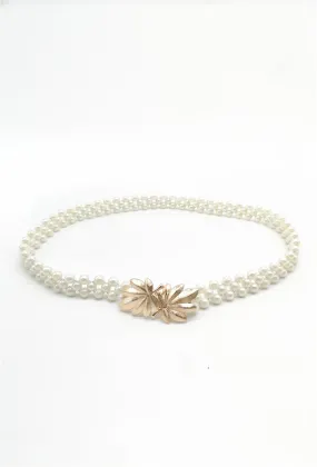 Cala pearl stretch belt with leaf detail