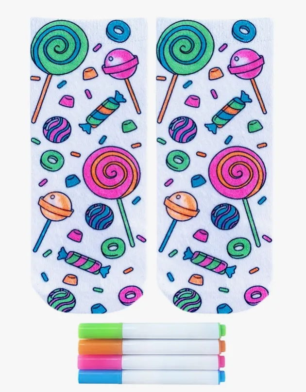 Candy Explosion Coloring Socks