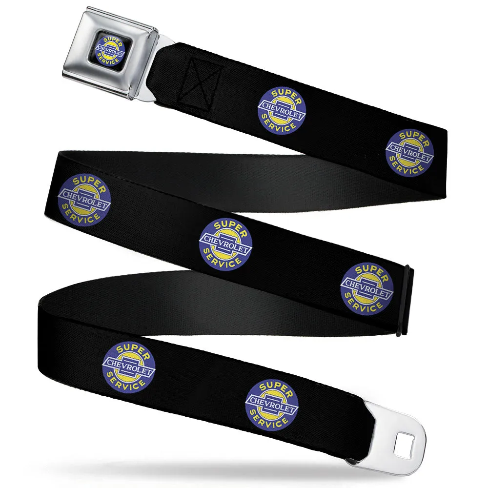 CHEVROLET SUPER SERVICE Logo Black Blue Yellow White Seatbelt Belt - CHEVROLET SUPER SERVICE Logo Black/Blue/Yellow/White Webbing