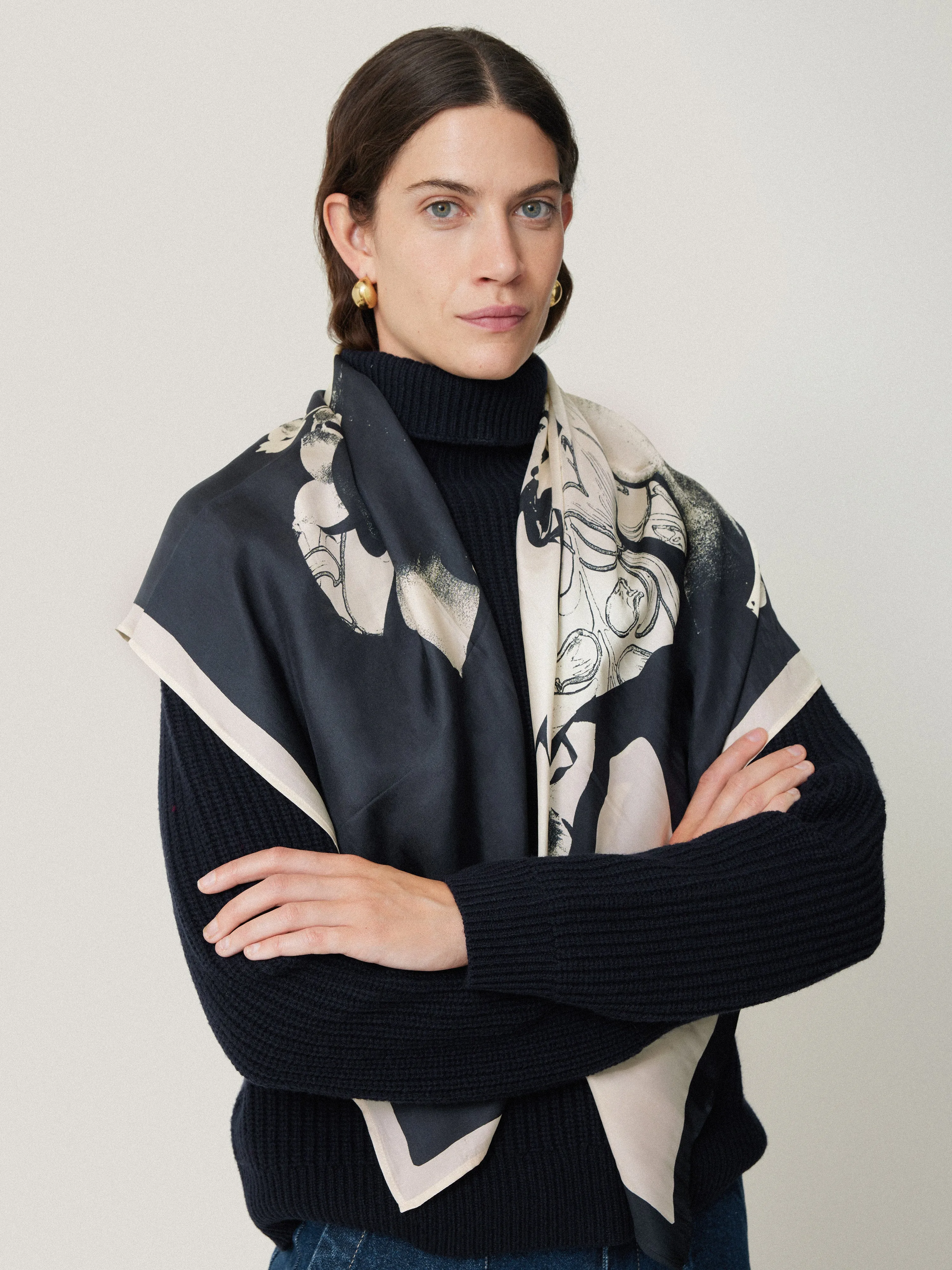 Collage Silk Twill Scarf | Monochrome