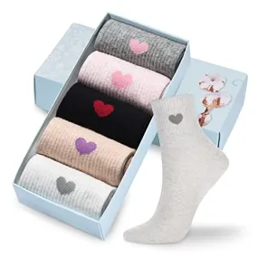 Corlap Women's Crew Socks Ankle High Cotton Fun Cute Athletic Running Socks Gifts For Women (5-Pairs With gifts Box)