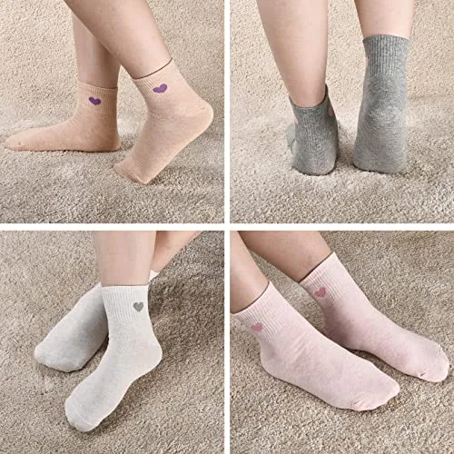 Corlap Women's Crew Socks Ankle High Cotton Fun Cute Athletic Running Socks Gifts For Women (5-Pairs With gifts Box)