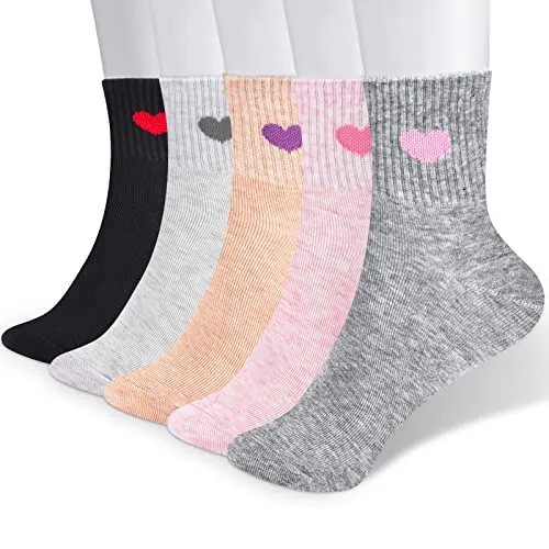 Corlap Women's Crew Socks Ankle High Cotton Fun Cute Athletic Running Socks Gifts For Women (5-Pairs With gifts Box)