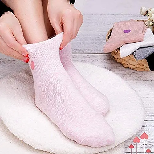 Corlap Women's Crew Socks Ankle High Cotton Fun Cute Athletic Running Socks Gifts For Women (5-Pairs With gifts Box)