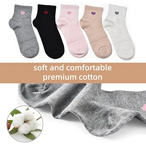 Corlap Women's Crew Socks Ankle High Cotton Fun Cute Athletic Running Socks Gifts For Women (5-Pairs With gifts Box)