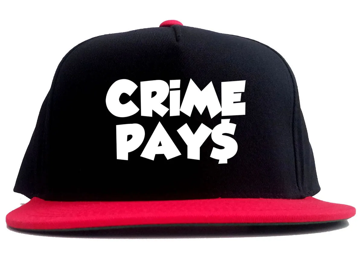 Crime Pays Bubble Letters Money Sign 2 Tone Snapback Hat