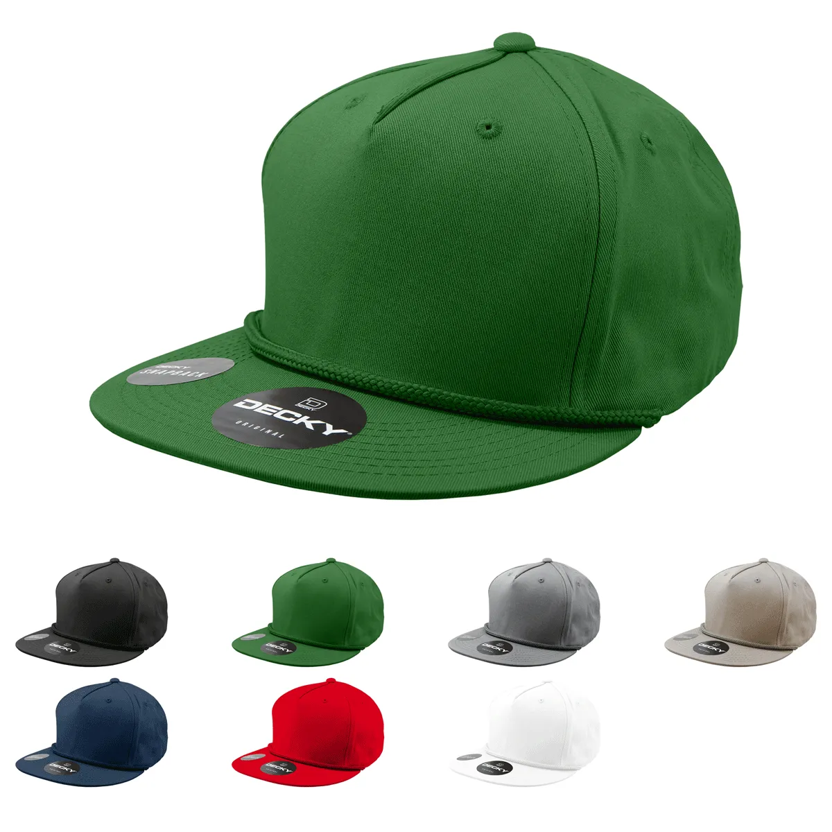 Decky 1041 Classic Flat Bill Golf Hat with Rope, Snapback - Pallet Pricing