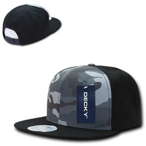 Decky 1049 Camo Snapback Hat, 6 Panel Camouflage Flat Bill Cap