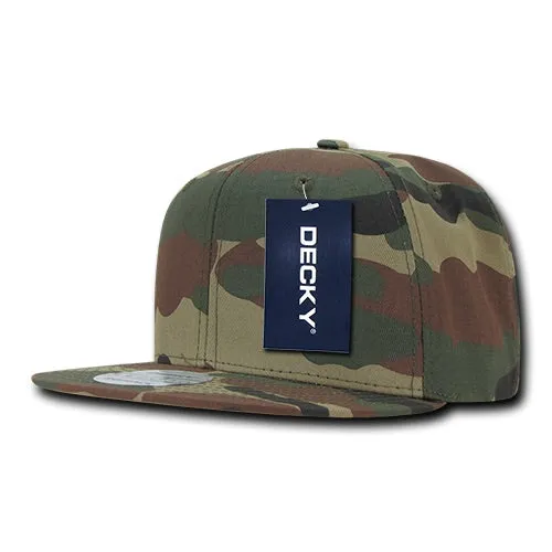 Decky 1049 Camo Snapback Hat, 6 Panel Camouflage Flat Bill Cap