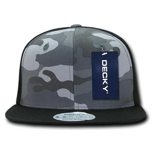 Decky 1049 Camo Snapback Hat, 6 Panel Camouflage Flat Bill Cap