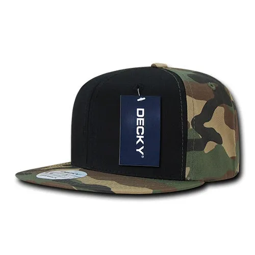 Decky 1049 Camo Snapback Hat, 6 Panel Camouflage Flat Bill Cap