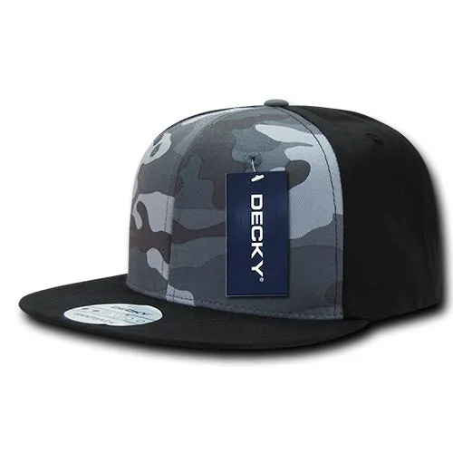 Decky 1049 Camo Snapback Hat, 6 Panel Camouflage Flat Bill Cap