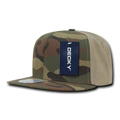 Decky 1049 Camo Snapback Hat, 6 Panel Camouflage Flat Bill Cap