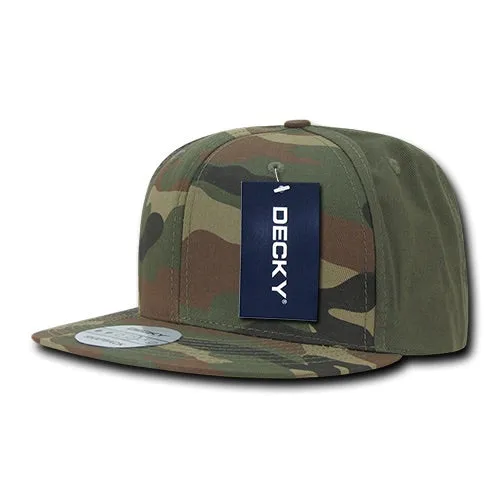 Decky 1049 Camo Snapback Hat, 6 Panel Camouflage Flat Bill Cap