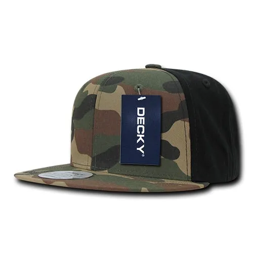 Decky 1049 Camo Snapback Hat, 6 Panel Camouflage Flat Bill Cap