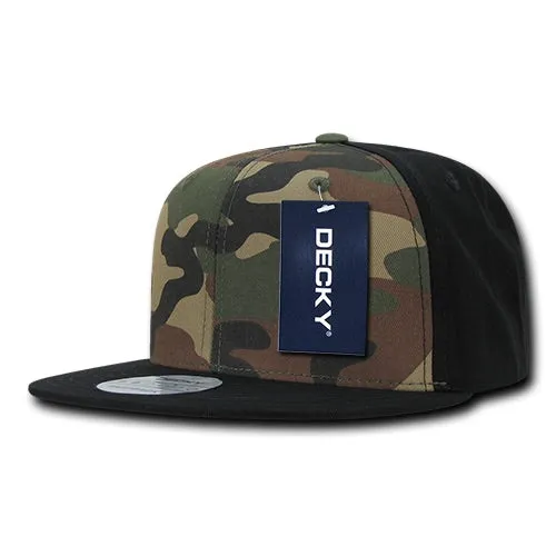 Decky 1049 Camo Snapback Hat, 6 Panel Camouflage Flat Bill Cap