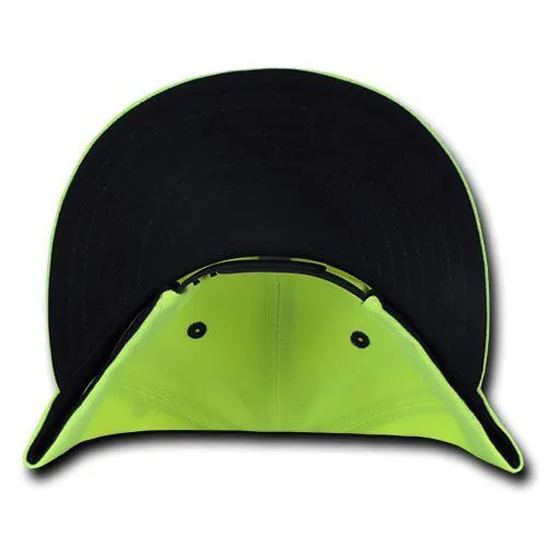 Decky 1077 Neon Snapback Hat, 6 Panel Flat Bill Cap