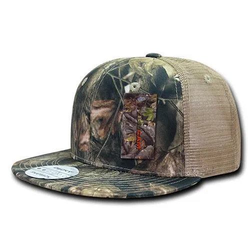 Decky 1127 HybriCam Trucker Cap, 6 Panel Camo Flat Bill Hat