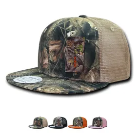 Decky 1127 HybriCam Trucker Cap, 6 Panel Camo Flat Bill Hat