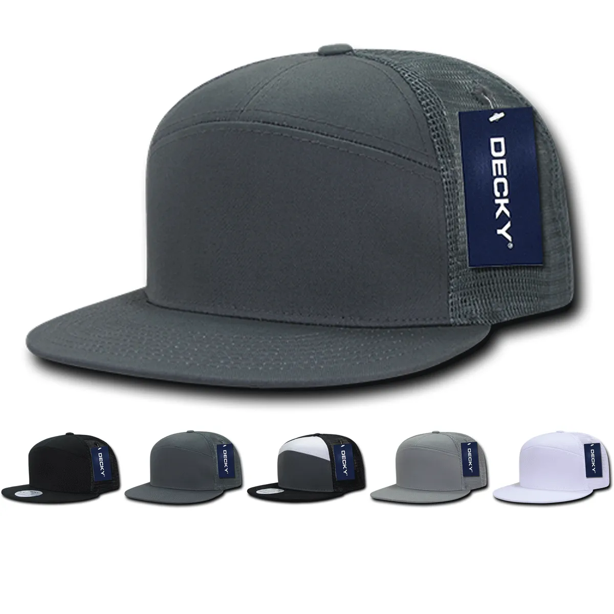 Decky 1133 7 Panel High Profile Structured Cotton Blend Trucker Hat