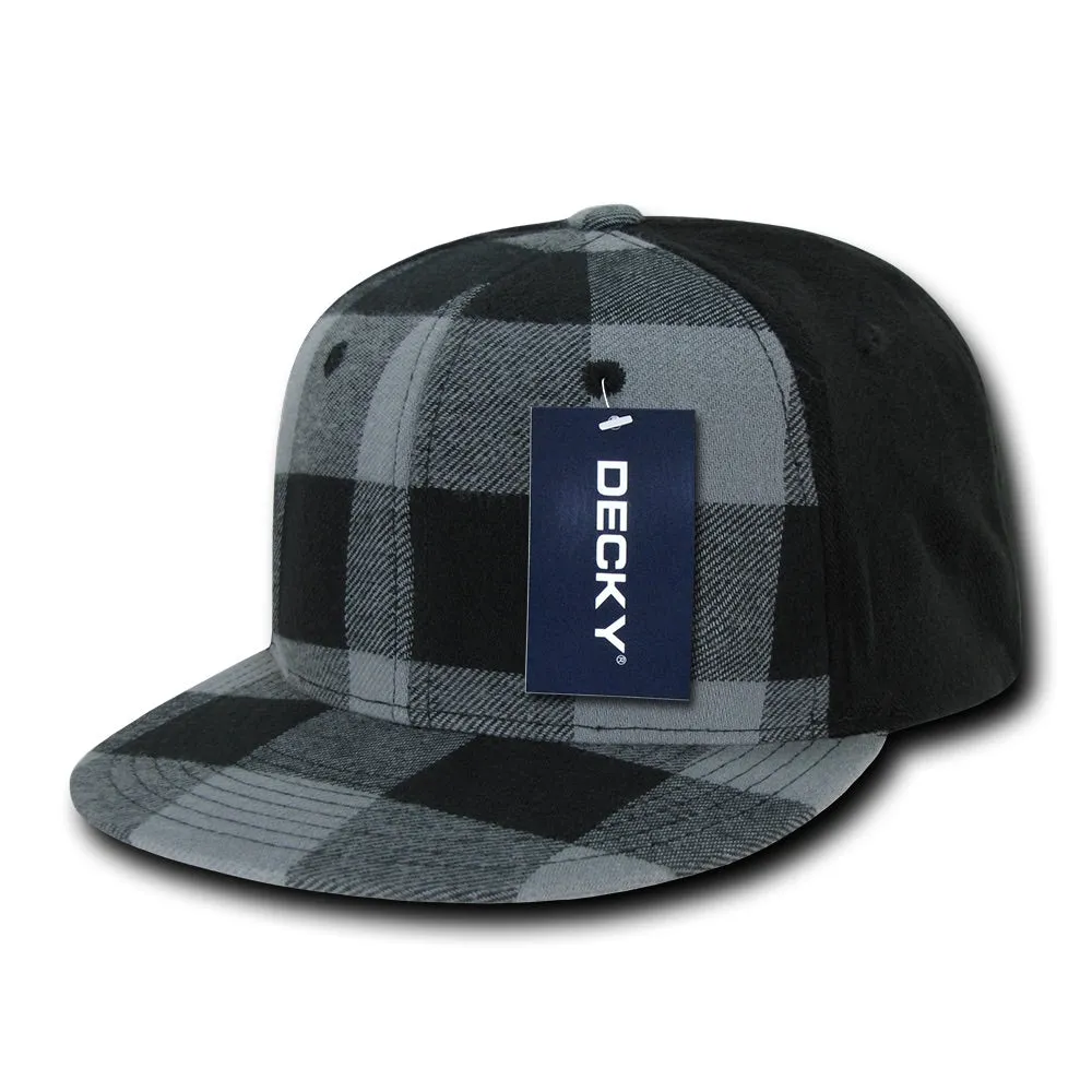 Decky 903 Structured Plaid Flex Cap, Flat Bill Hat