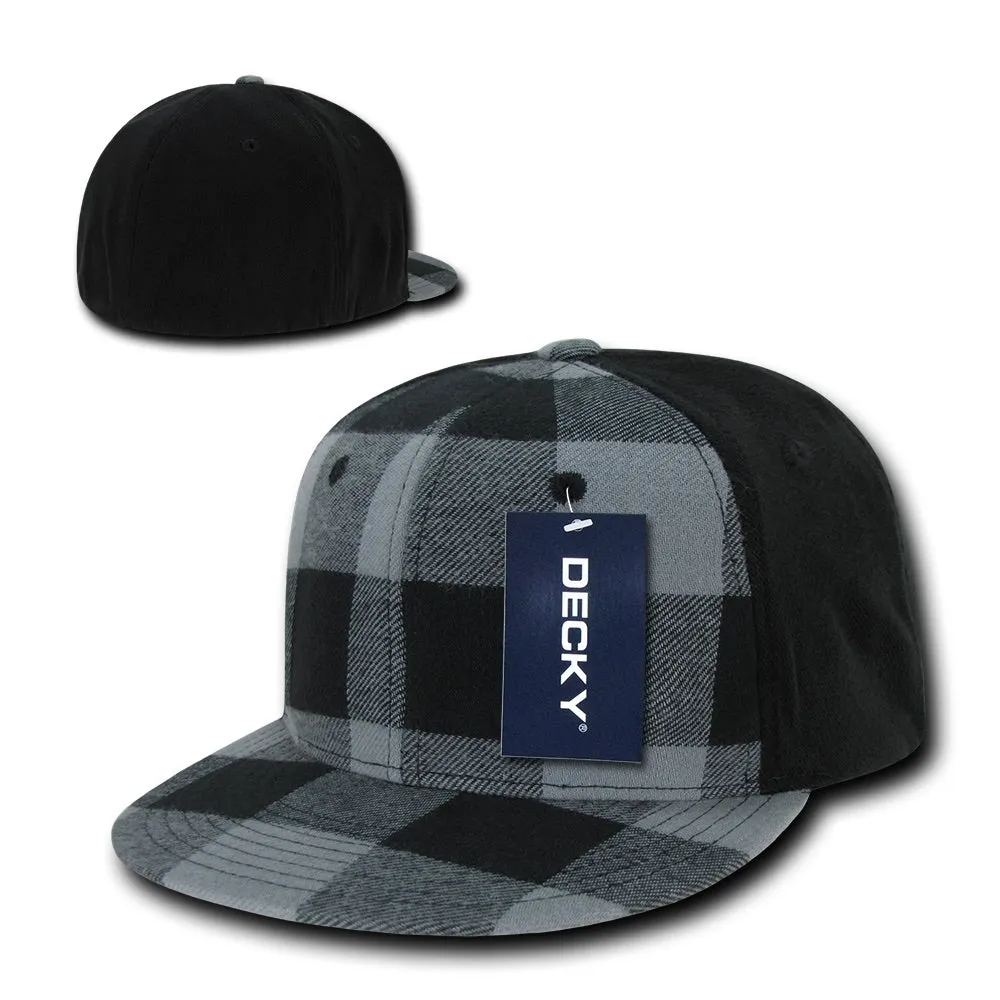 Decky 903 Structured Plaid Flex Cap, Flat Bill Hat