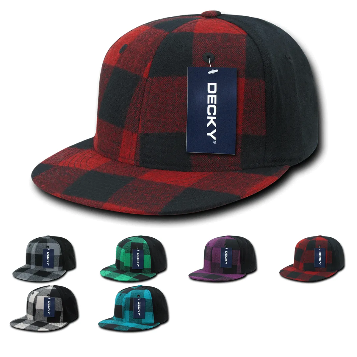 Decky 903 Structured Plaid Flex Cap, Flat Bill Hat