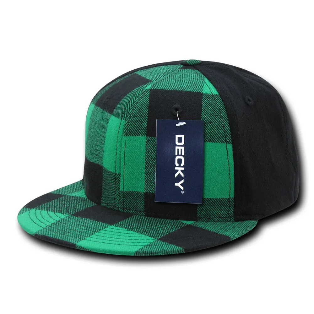 Decky 903 Structured Plaid Flex Cap, Flat Bill Hat