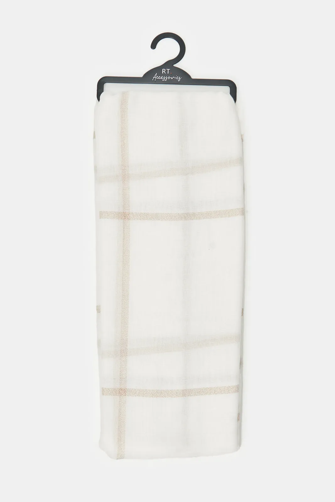 Girls White Checked Scarf