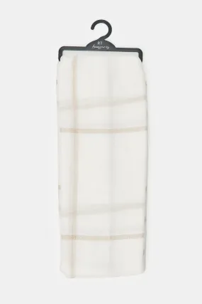 Girls White Checked Scarf