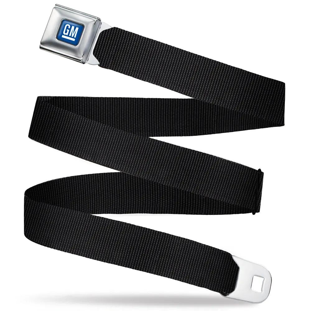 GM Logo Blue & White Seatbelt Belt - Black Webbing