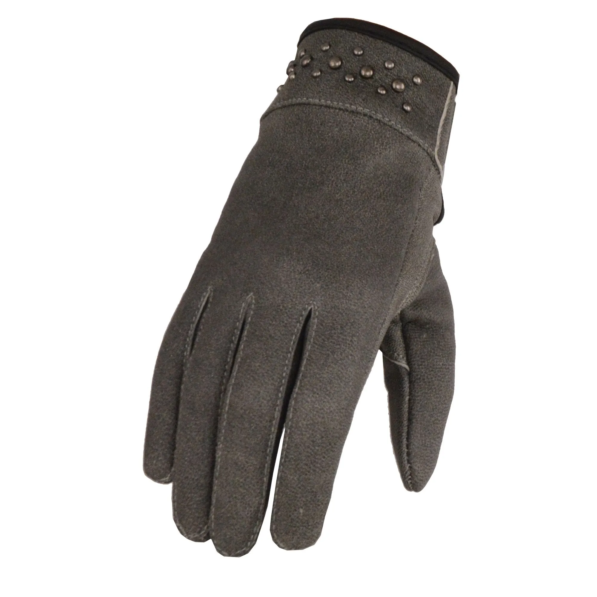 GREY MG7760 Women's Distressed Grey Leather Gloves with Gel Palms