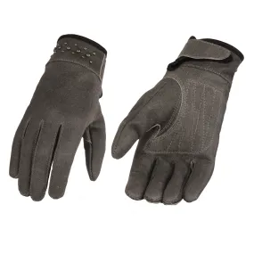 GREY MG7760 Women's Distressed Grey Leather Gloves with Gel Palms