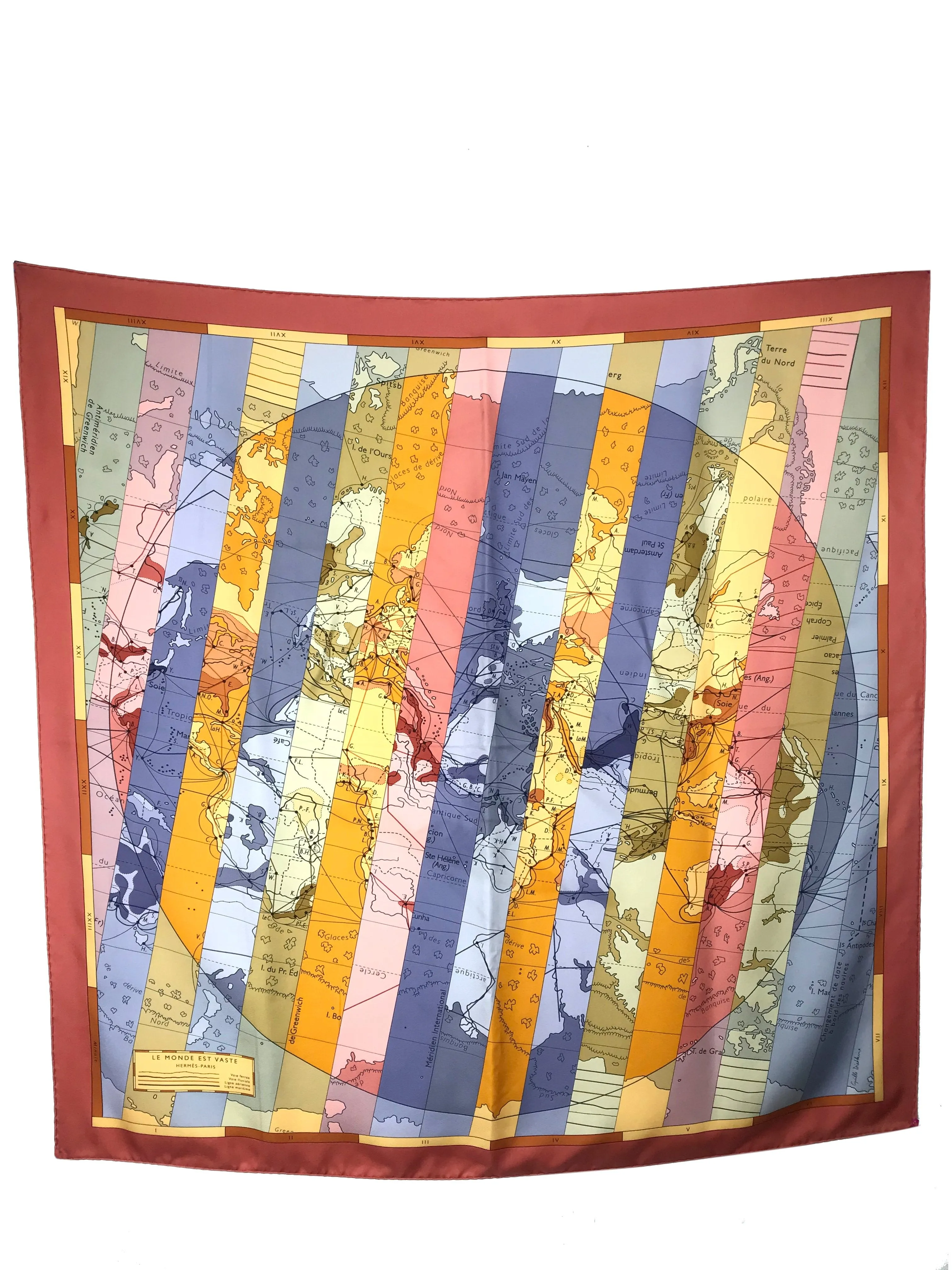 Hermes Le Monde Est Vaste Silk Scarf 90